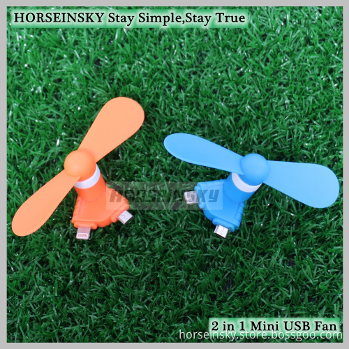 Customized Triangle 2 in 1 Mini USB Fan for iPhone and Android